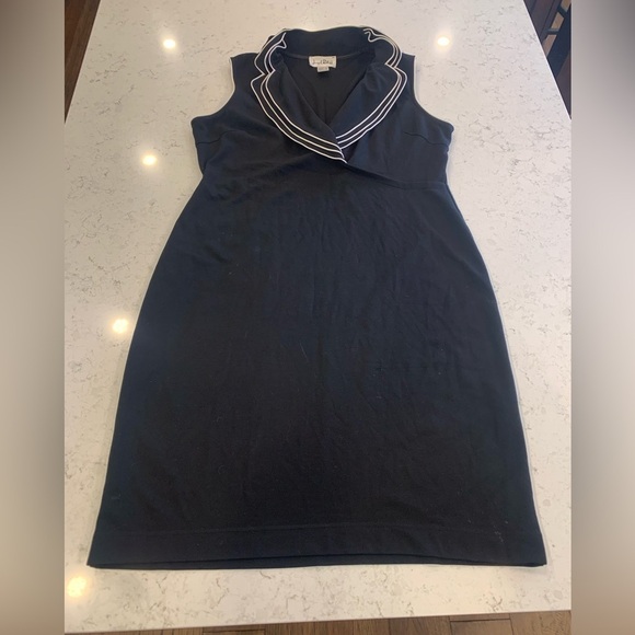 Joseph Ribkoff Black Midi Dress with White Trim - Picture 7 of 13